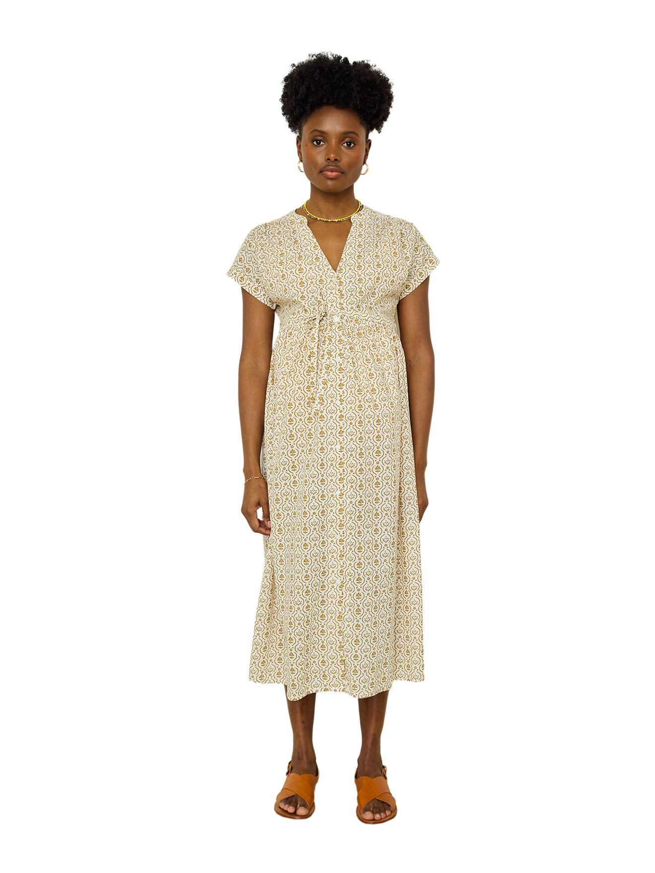Robe longue boutonnée grossesse coton bio, VERTBAUDET