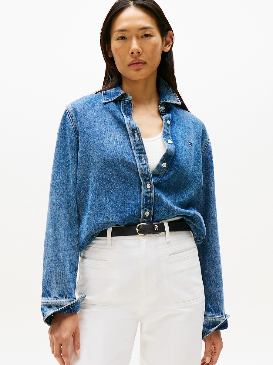 Lyocell Denim Shirt with Long Sleeves, TOMMY HILFIGER