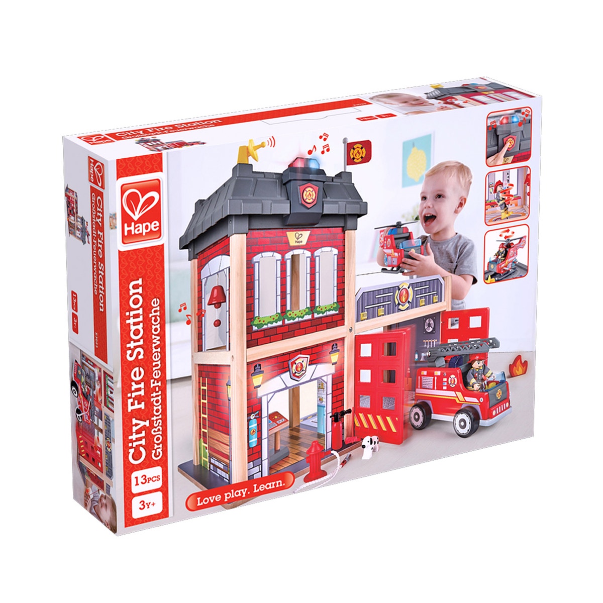 Hape Caserne de pompiers en bois 48 x 60 cm rouge - Figurine pour enfant -  Achat & prix