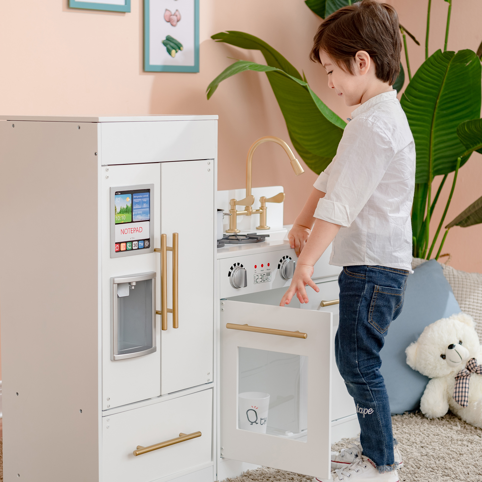 Cuisine enfant bois - Teamson Kids - accessoires rangement blanc or éducatif - Jeux - Jouets Cuisine enfant bois - Teamson Kids - accessoires rangement blanc or éducatif - Jeux - Jouets