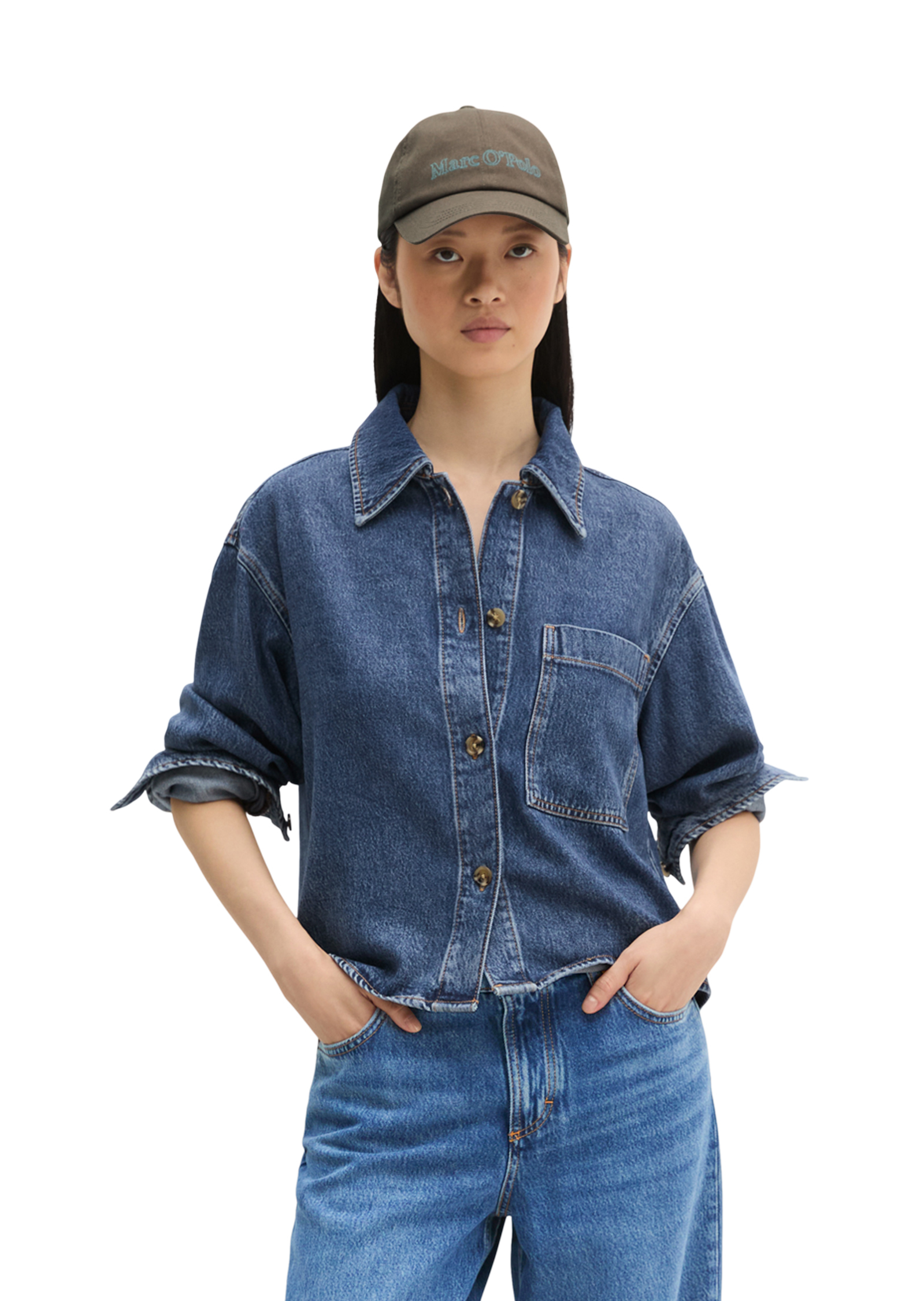 Blouse en jean regular en mélange Lyocell-Organic-Cotton, MARC O'POLO