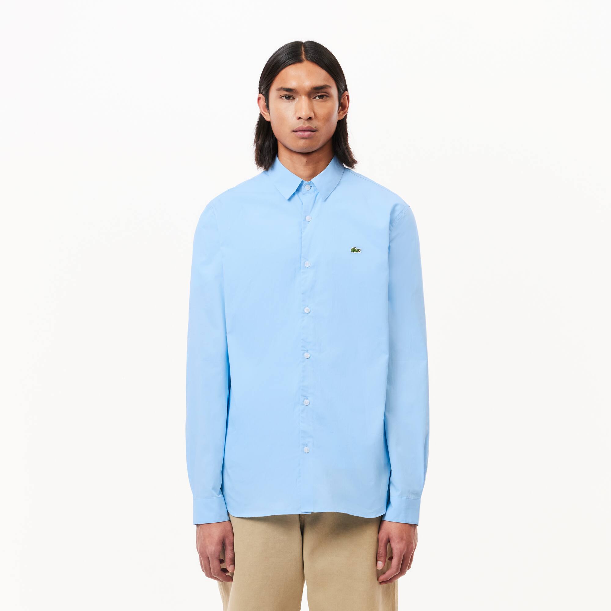 Chemise slim fit popeline de coton stretch, LACOSTE