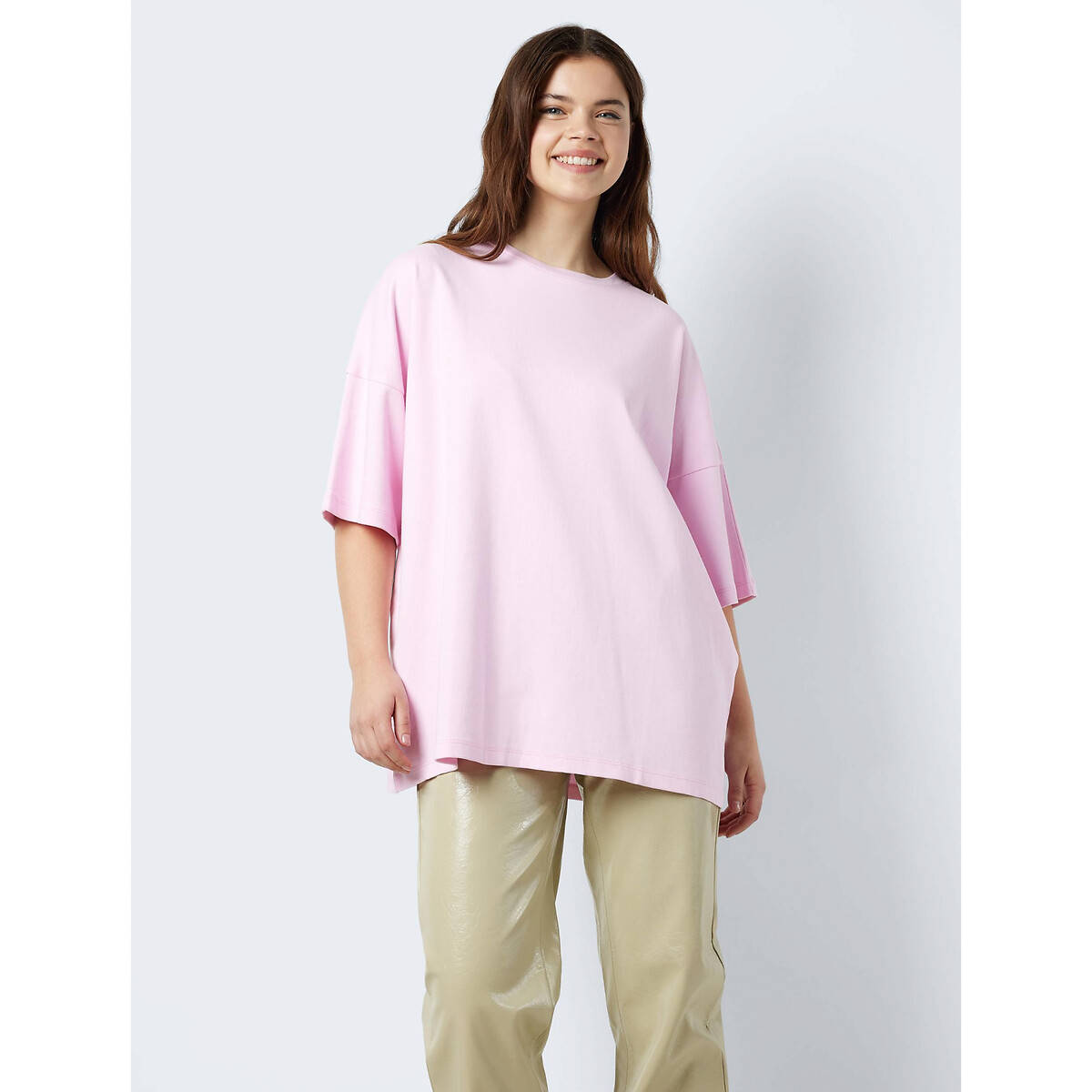 Image of Cotton Oversized T-Shirt with Short Sleeves