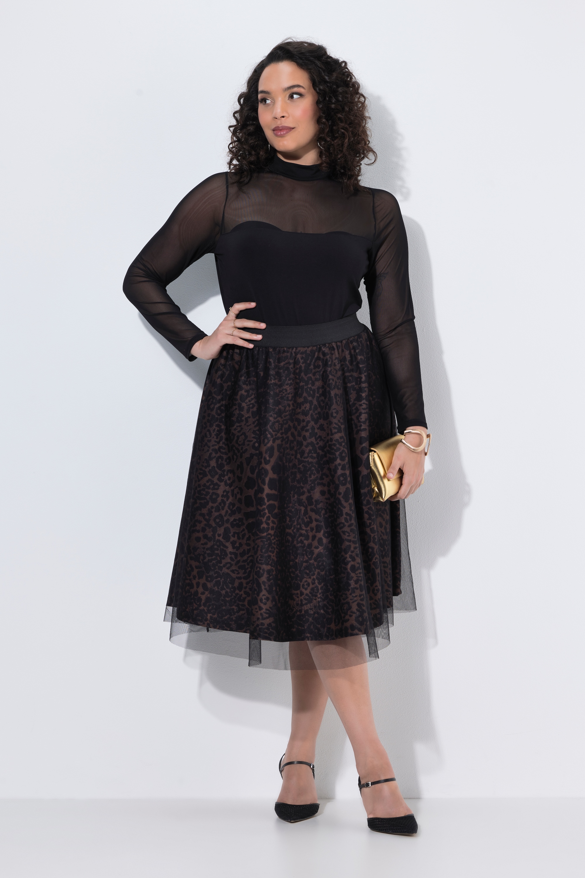 Jupe midi en scuba motif léopard, ULLA POPKEN