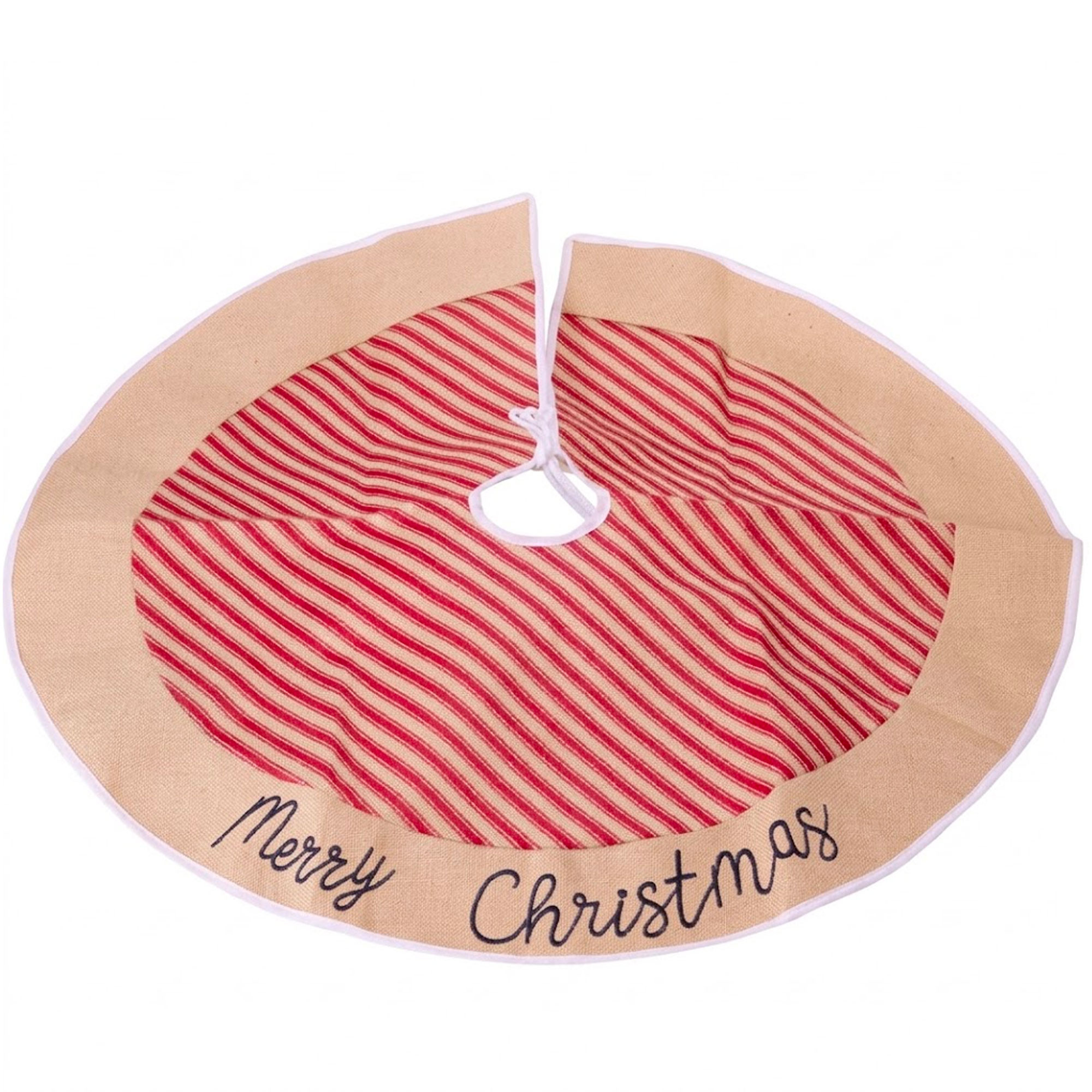Couvre-pied de sapin de Noël rouge et beige 90x90cm, WADIGA