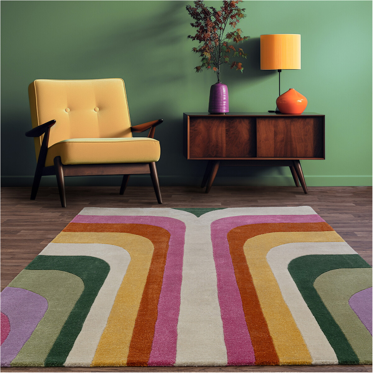 Recycled 70's Style Patterned Rug, SO'HOME
