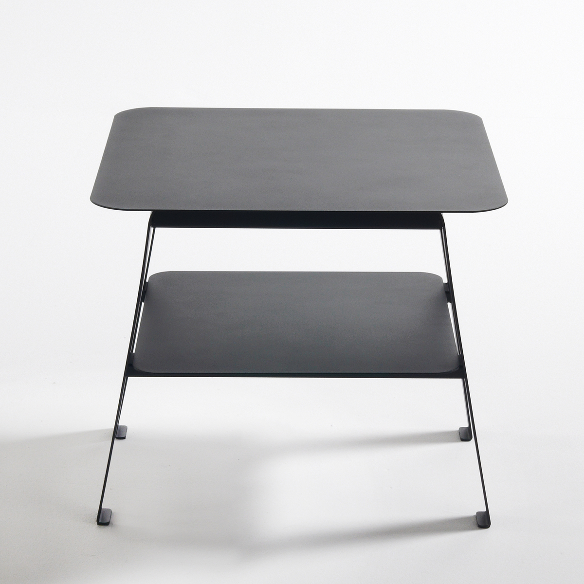 Product photograph of Hiba Two-tier Side Table In Steel from La Redoute UK