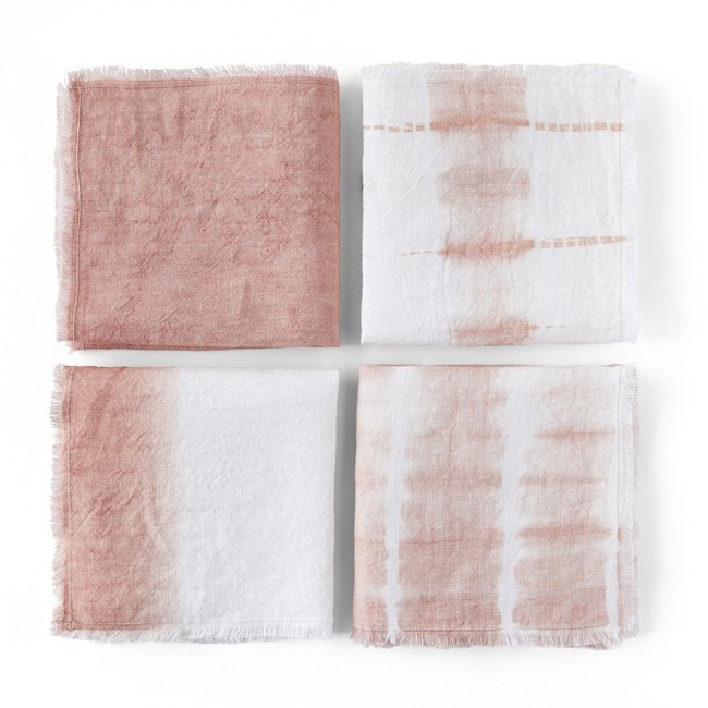 Lot de 4 serviettes de table tie and dye Sunrise ecru/nude <span itemprop=