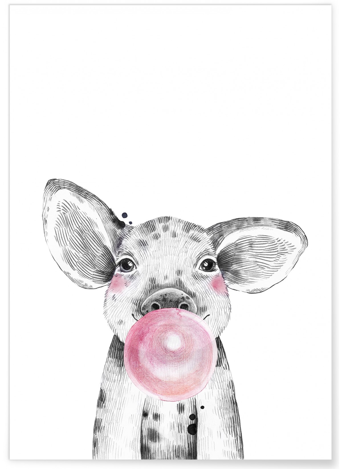 Affiche Bulle de bébé Cochon Rose, L'AFFICHERIE