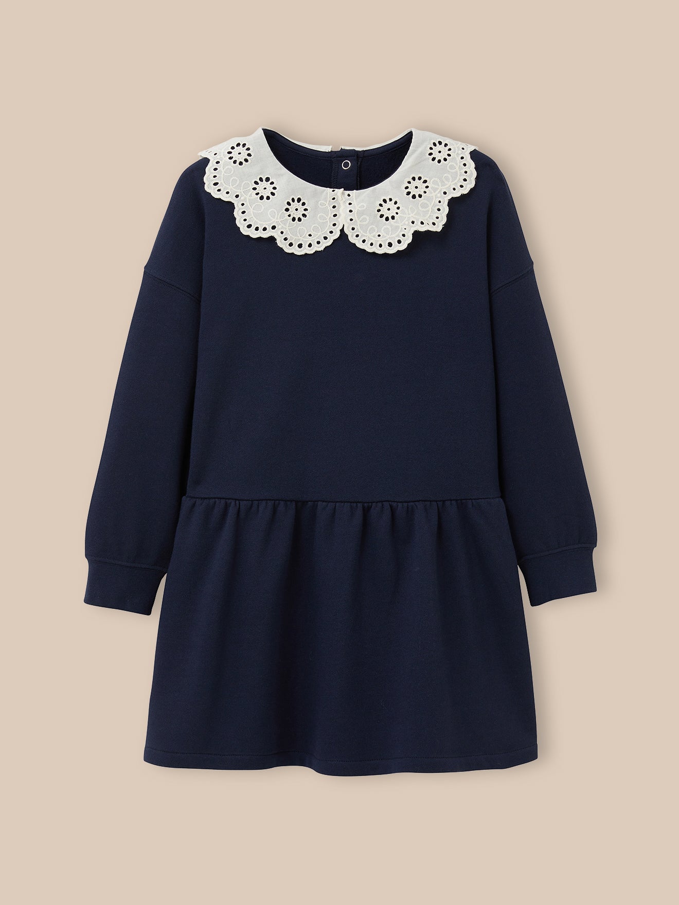 Robe grand col brodé - coton biologique, CYRILLUS