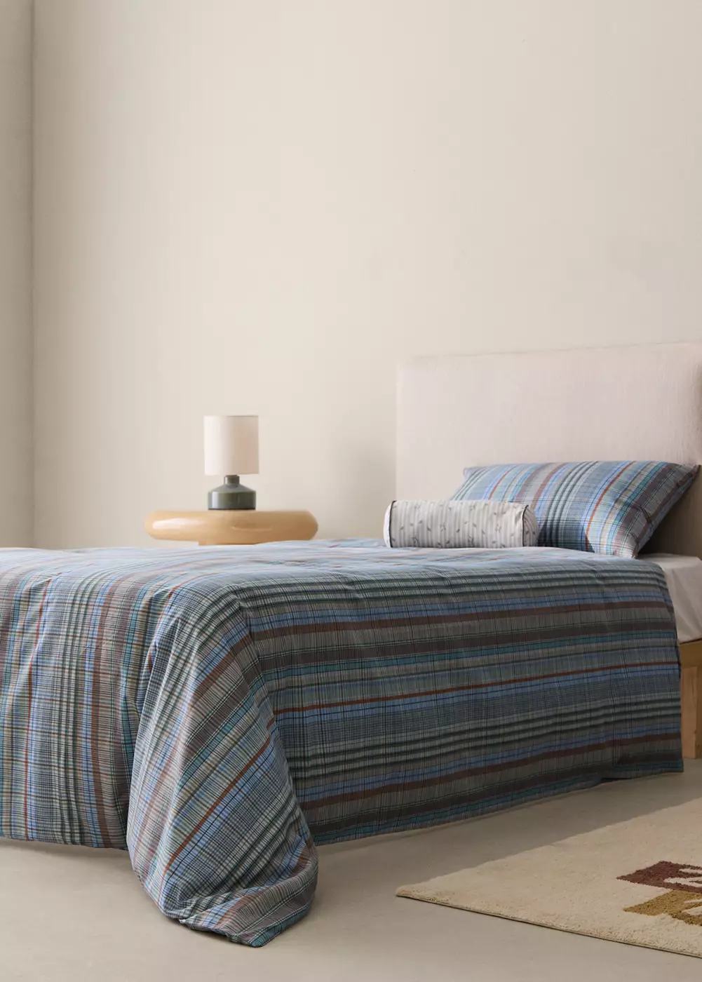 Housse de couette enfant percale de coton à carreaux lit 90 cm, MANGO HOME