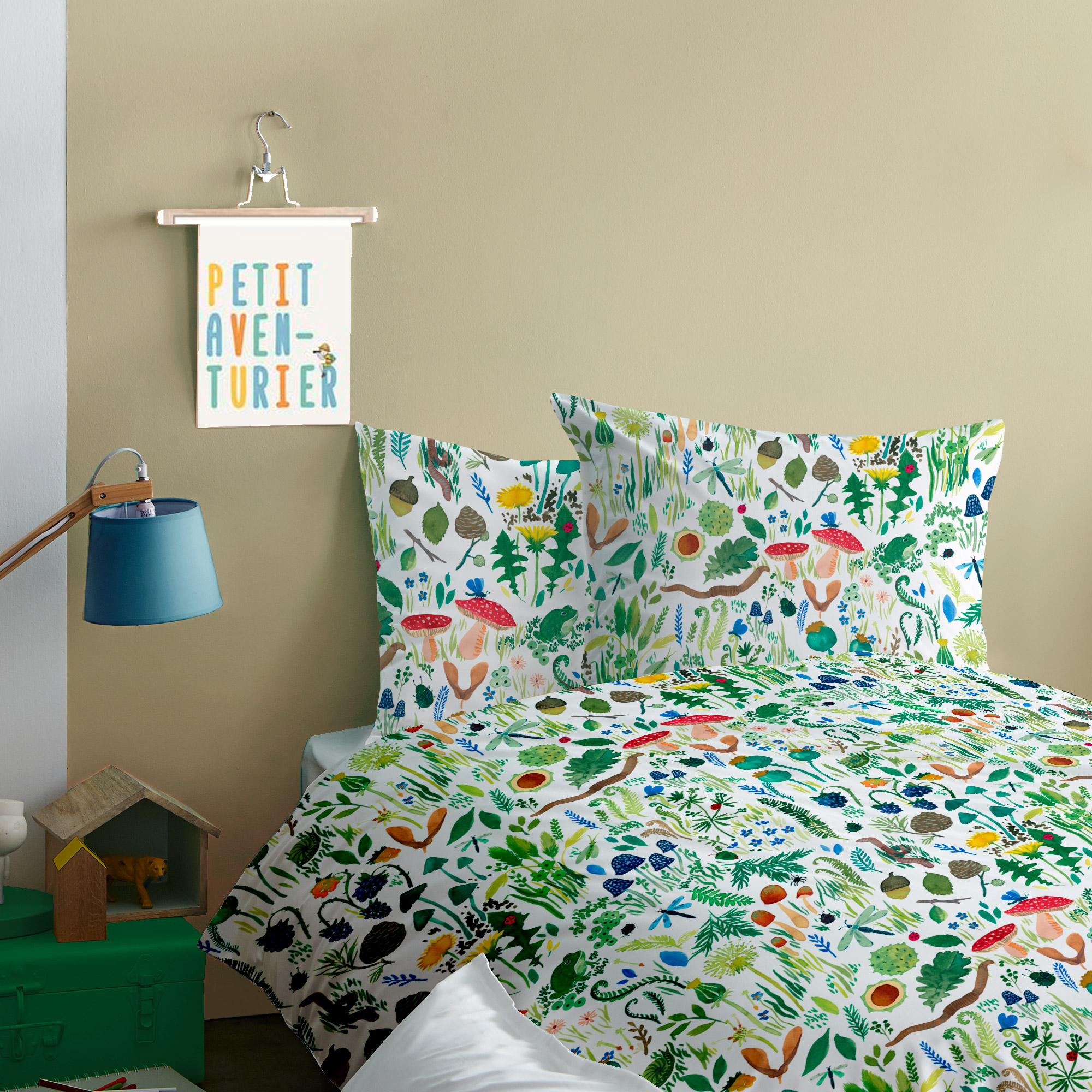 Parure de lit imprimée 100% coton, FAUNE ET FLORE, WEE BLUE BELL