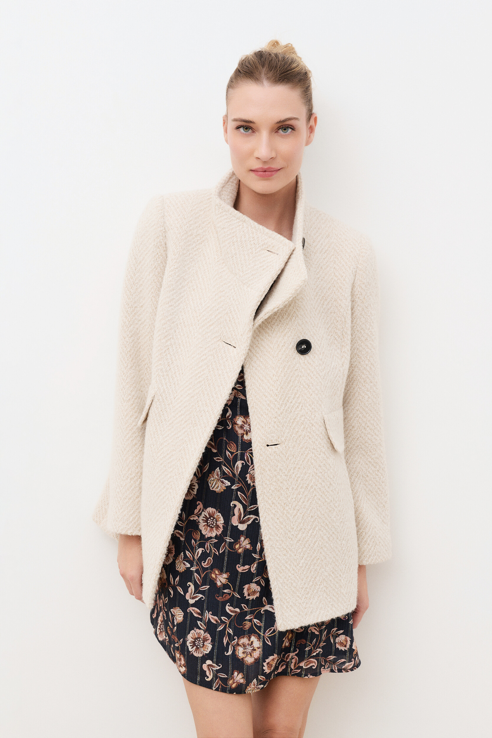 Manteau trapèze col montant laine ALIB, CAROLL