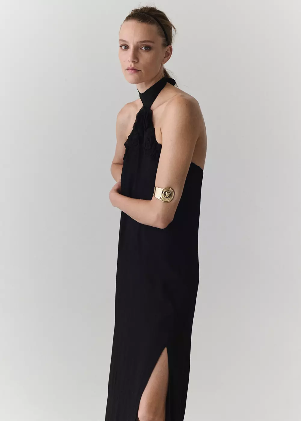 Robe halter détail à fleurs, MANGO