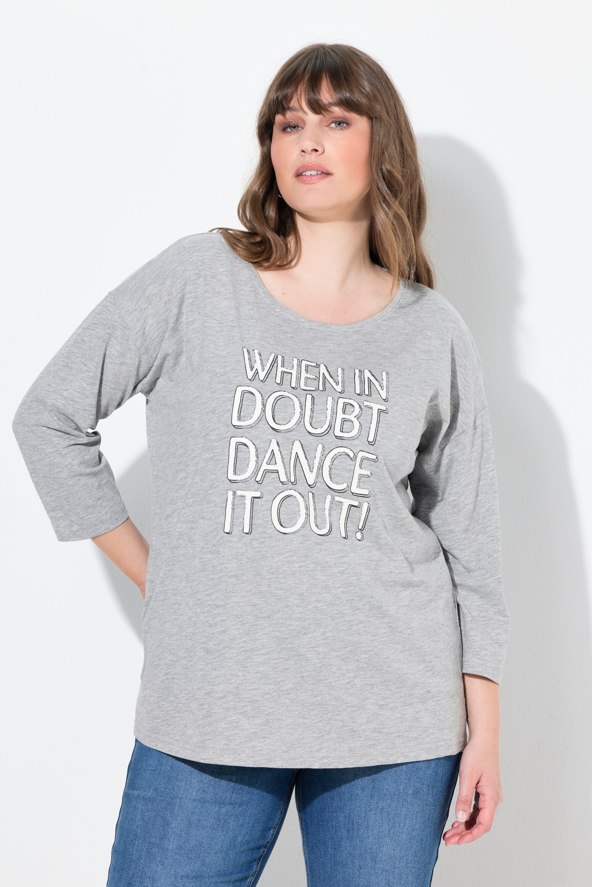 T-shirt oversize à col rond et manches 3/4, ULLA POPKEN