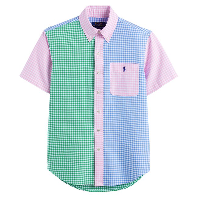 Camisa de manga corta Oxford con logo bordado multicolor <span itemprop=
