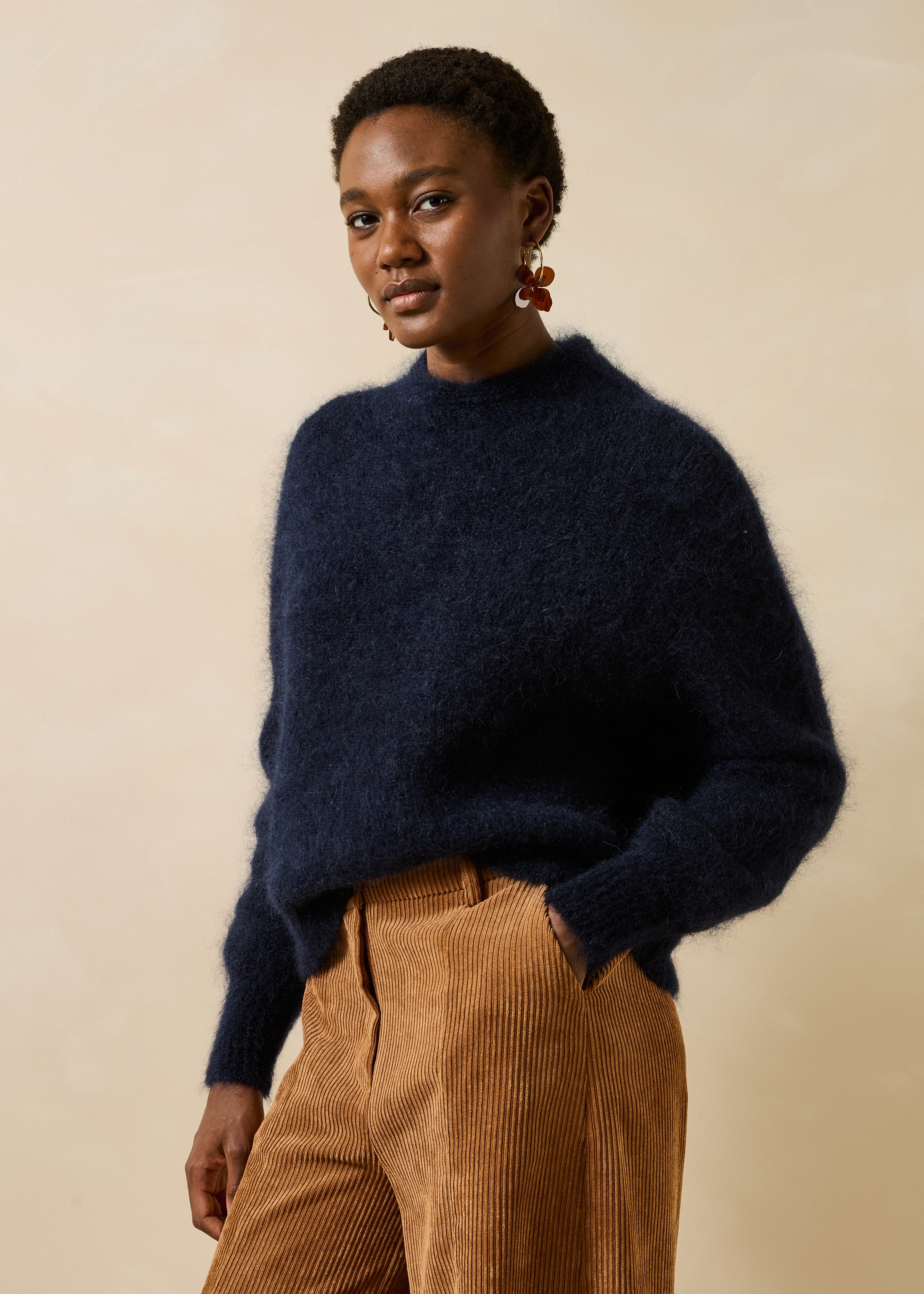 Pull manches longues en mohair col montant, LA FEE MARABOUTEE