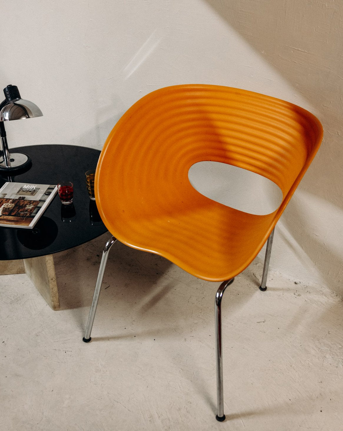 Fauteuil unique en polypropylène orange Jakob N°1381 - Bon état, DEBONGOUT
