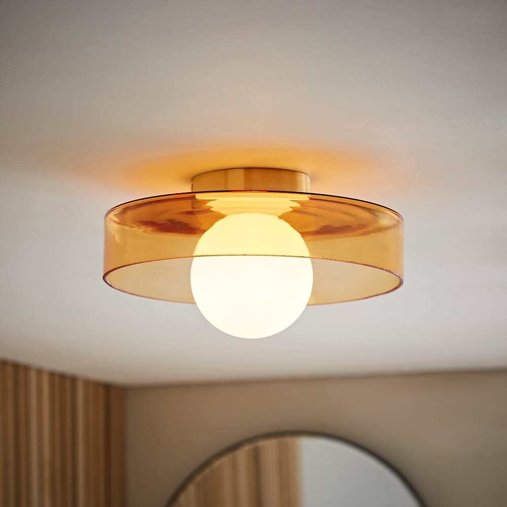Neale Flush Glass Bathroom Ceiling Light, SO'HOME