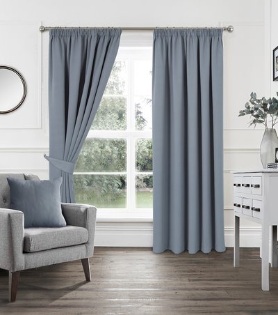Woven Light Filtering Pencil Pleat Curtains in Grey SO'HOME