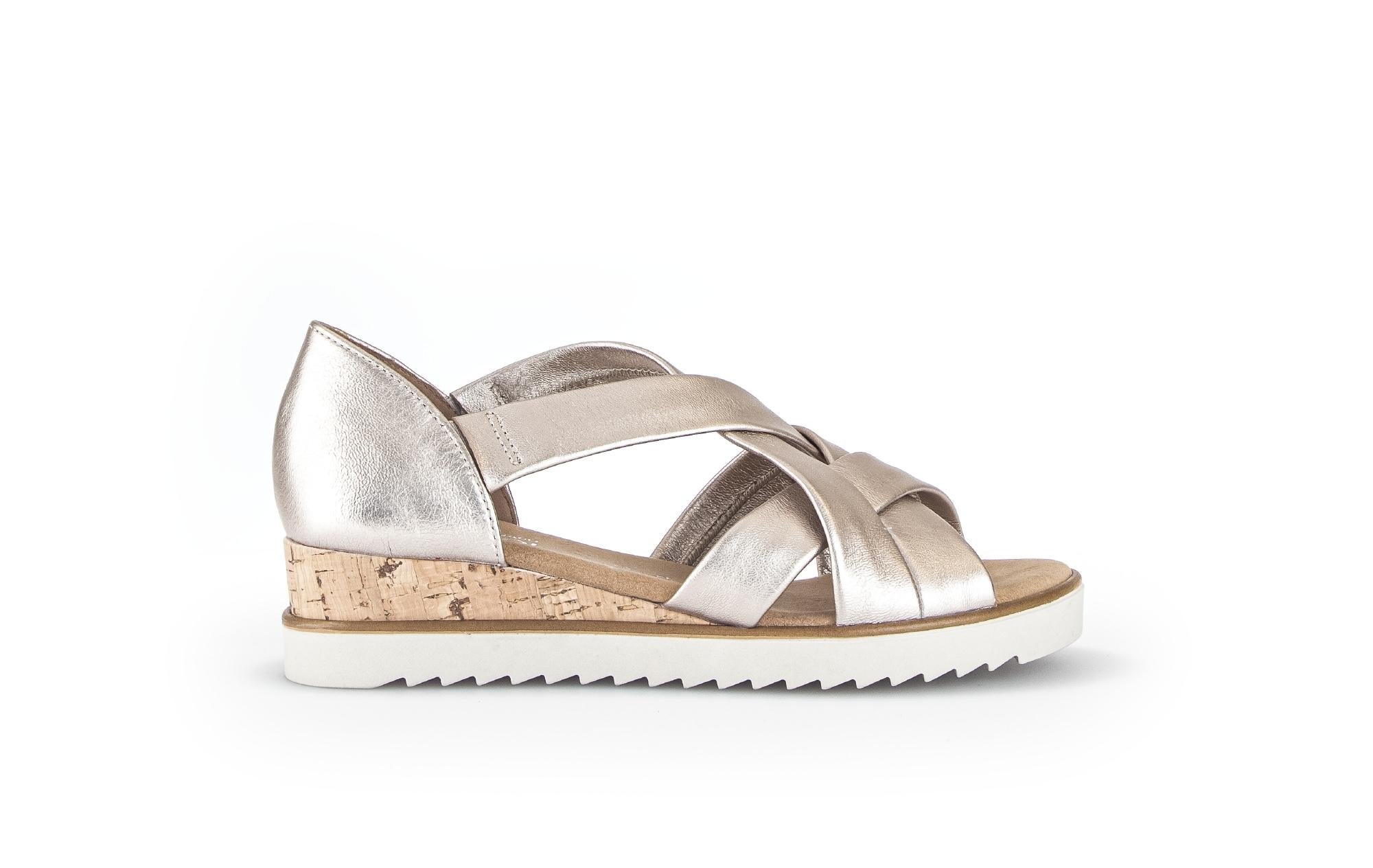 Sandales en cuir à talon compensé, GABOR