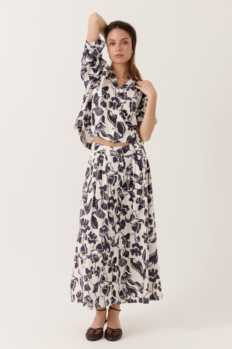 Jupe midi à imprimé taille haute et coupe évasée Cethia, ARTLOVE