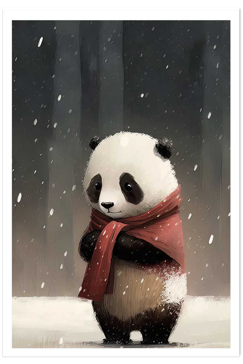 Affiche enfant panda sous la neige, HEXOA