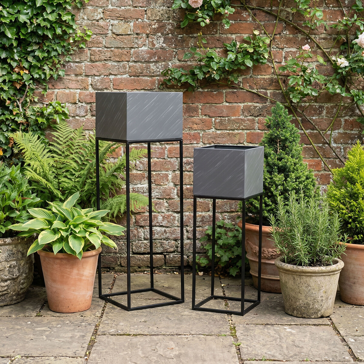 Set of 2 Indoor/Outdoor Plant Stands, SO'HOME