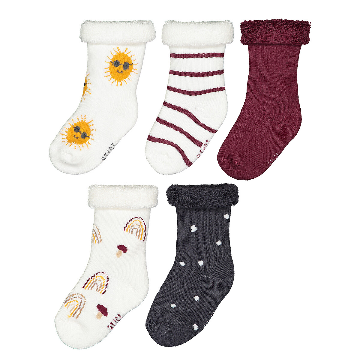 Lot De 5 Paires De Chaussettes Bio 13 14 23 26 Bordeaux Ecru La Redoute Collections La Redoute