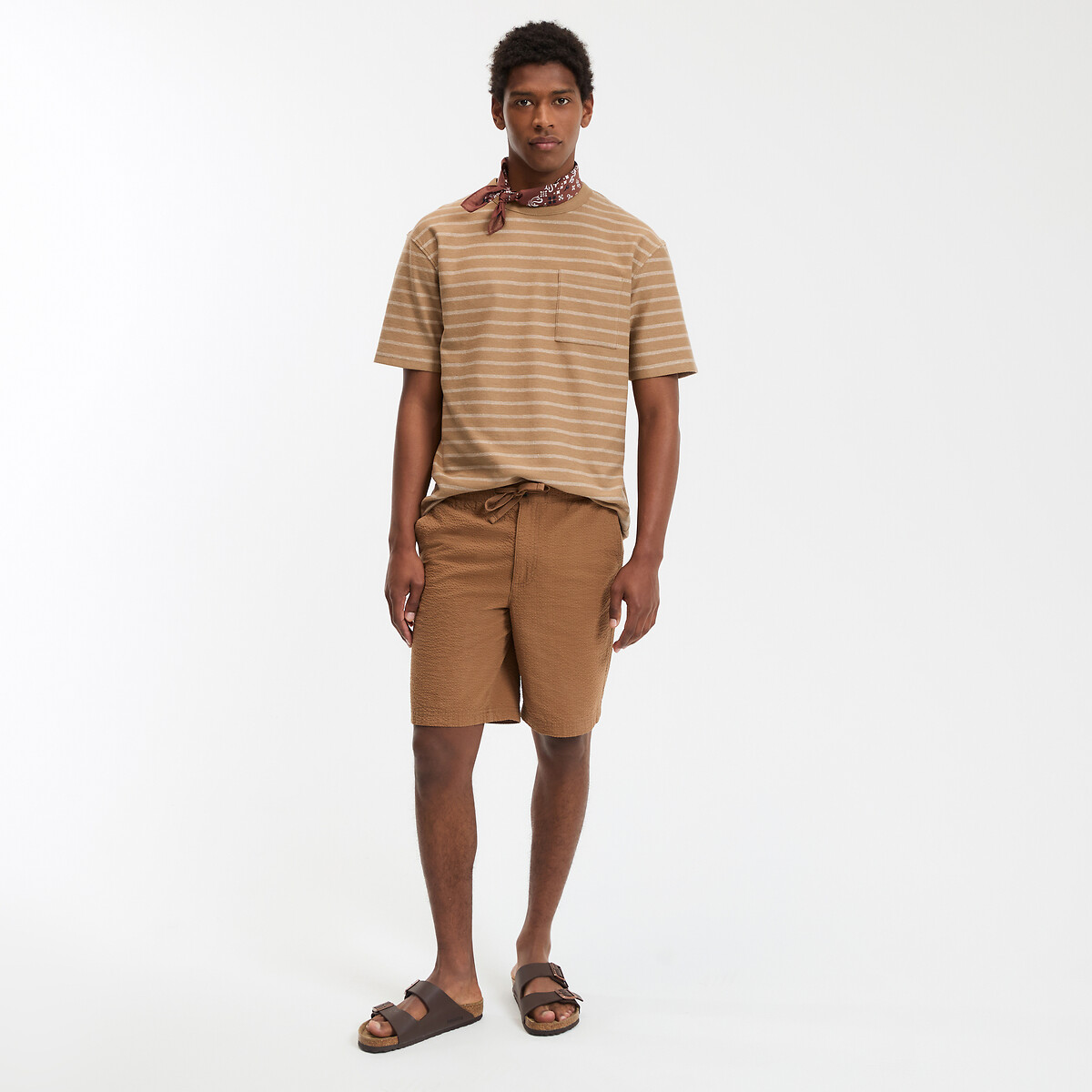 Seersuker Bermuda Shorts with Elasticated Waistband, LA REDOUTE COLLECTIONS
