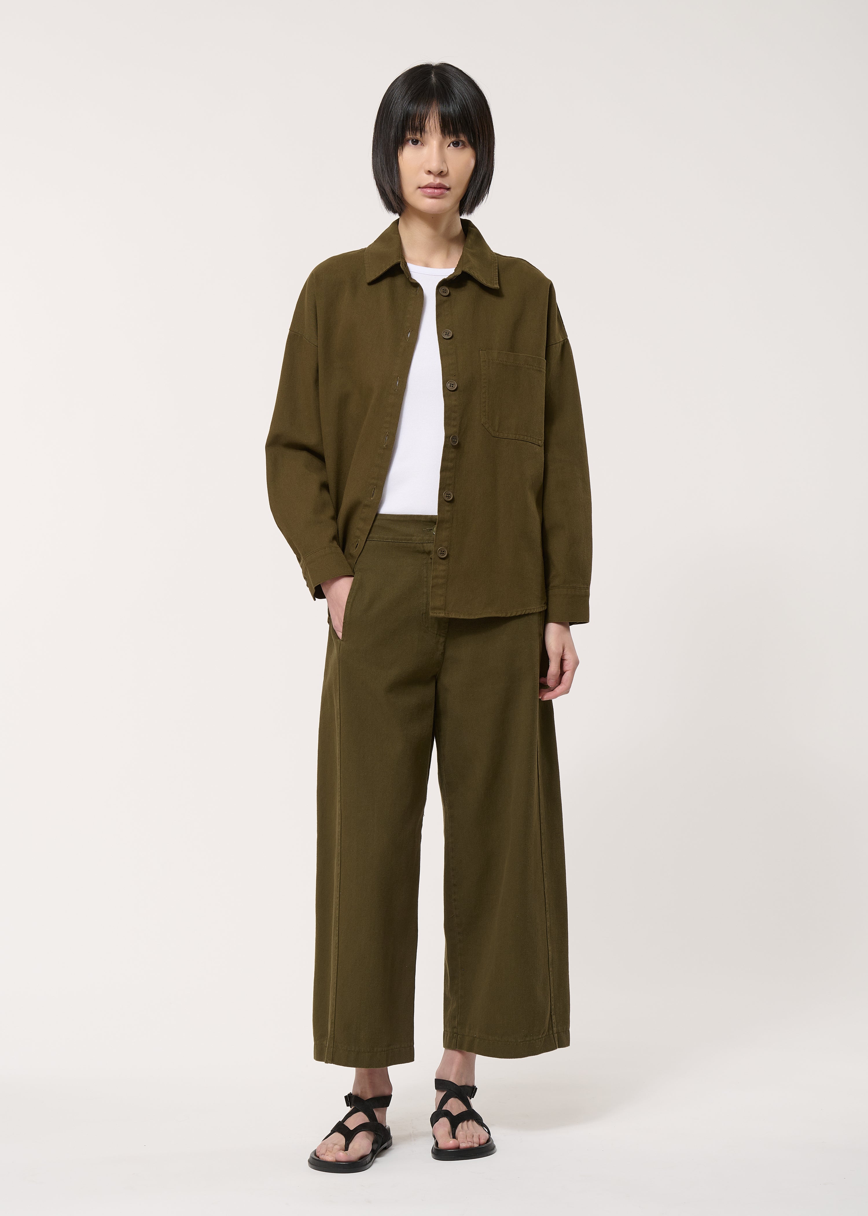Pantalon barrel en coton taille haute, HUMILITY