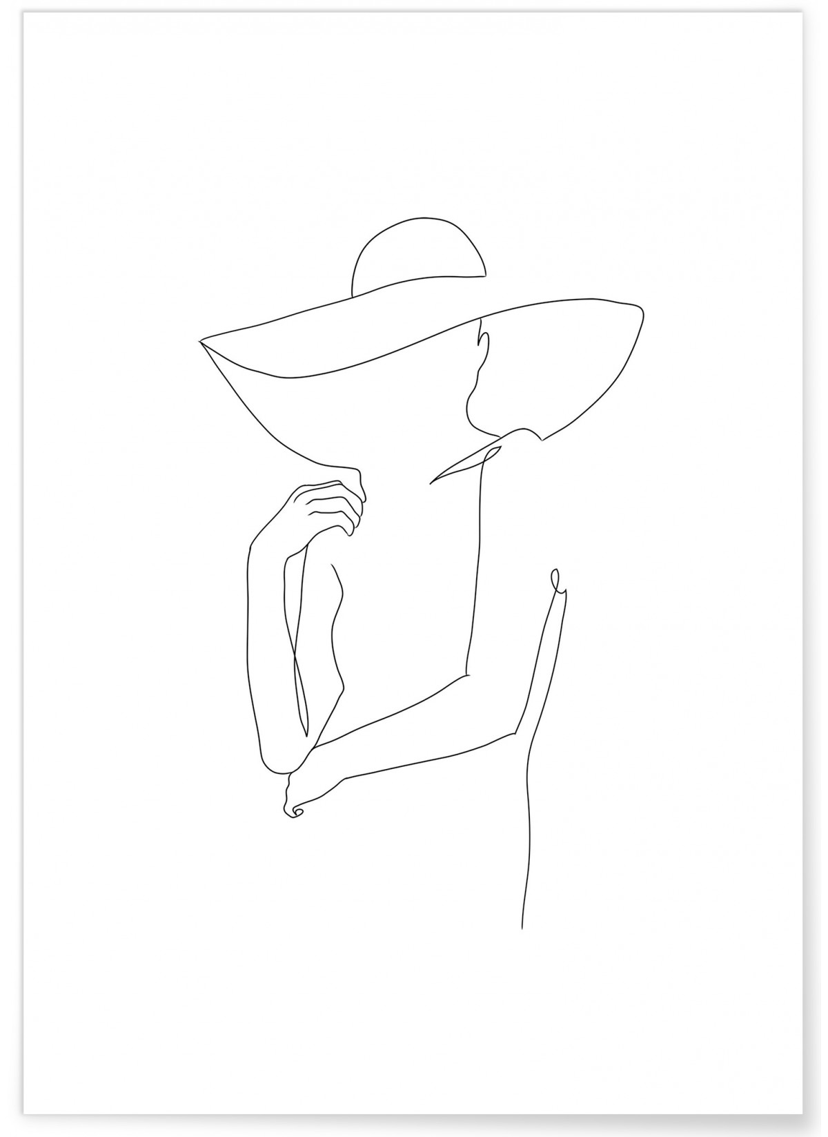 Affiche Line Art Women Hat 2, L'AFFICHERIE