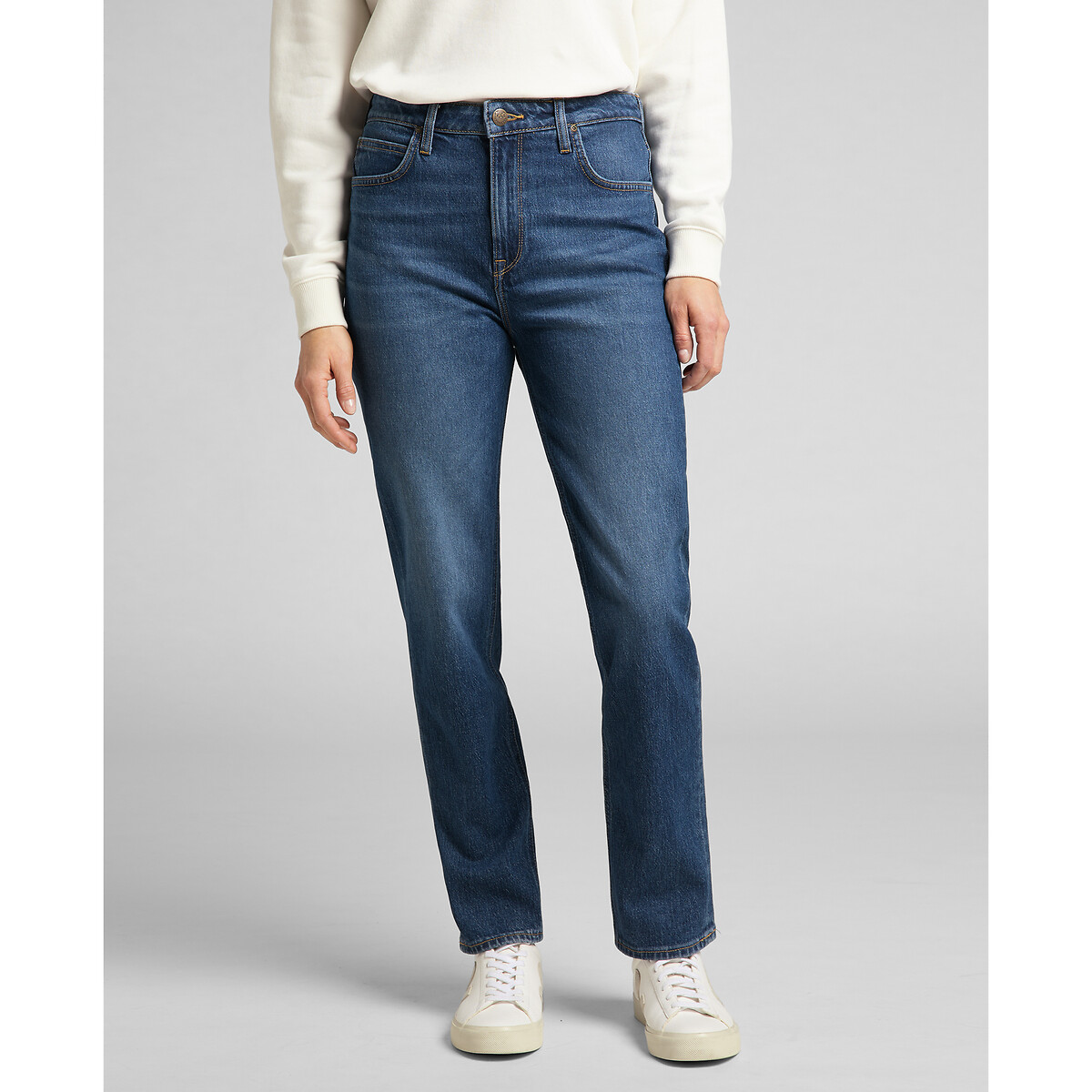 Image of Carol Straight Jeans with High Waist
