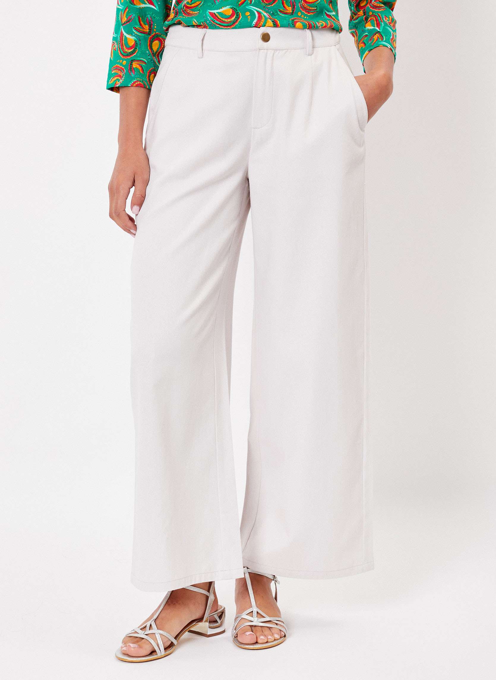 Pantalon évasé coton uni 7/8ème MEL, LA FIANCÉE