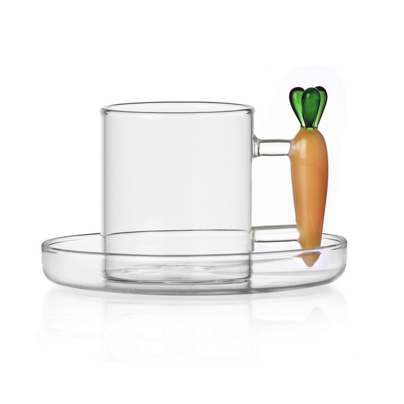 Tasse à café soucoupe verre carotte VEGETABLES, ICHENDORF
