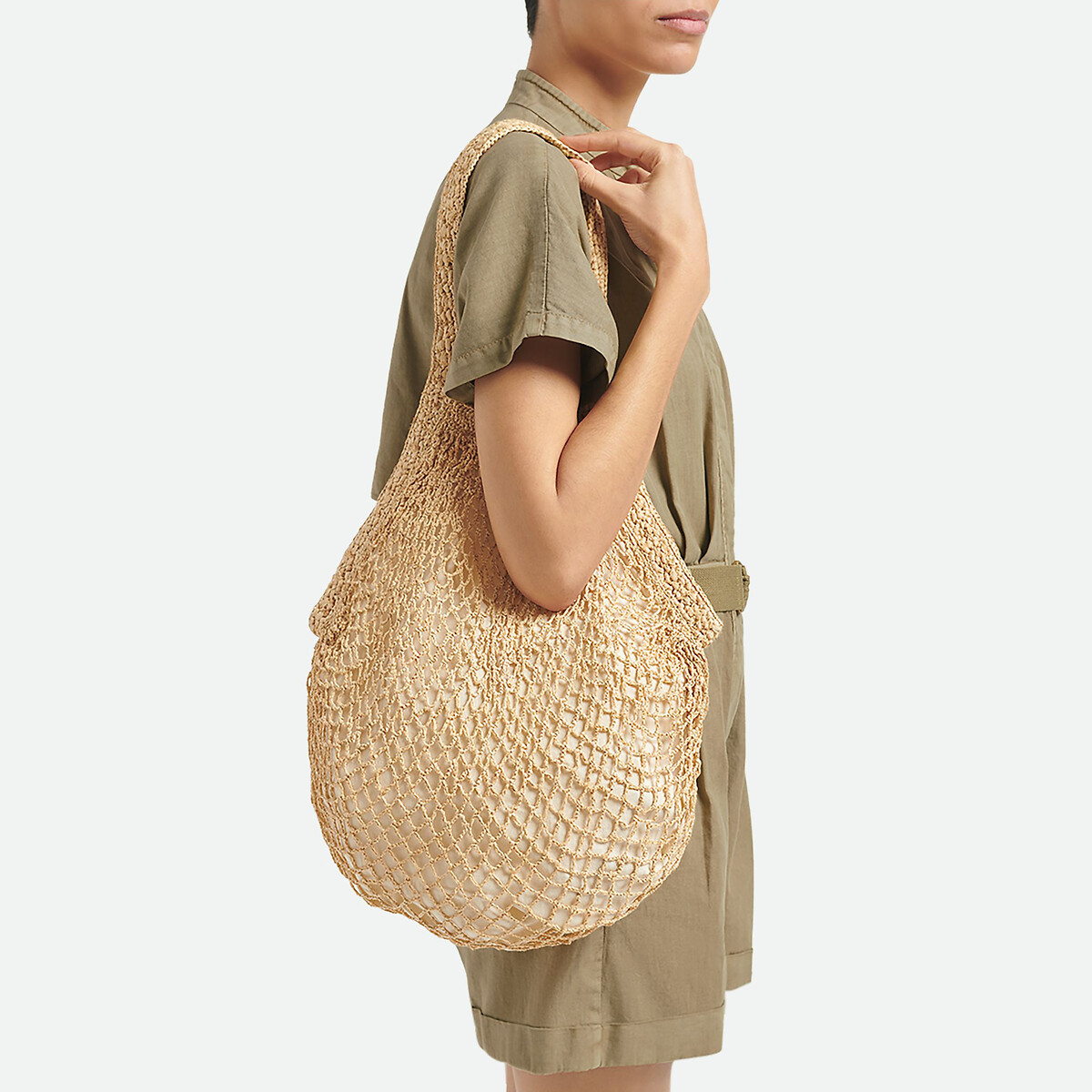 Raffia store string bag