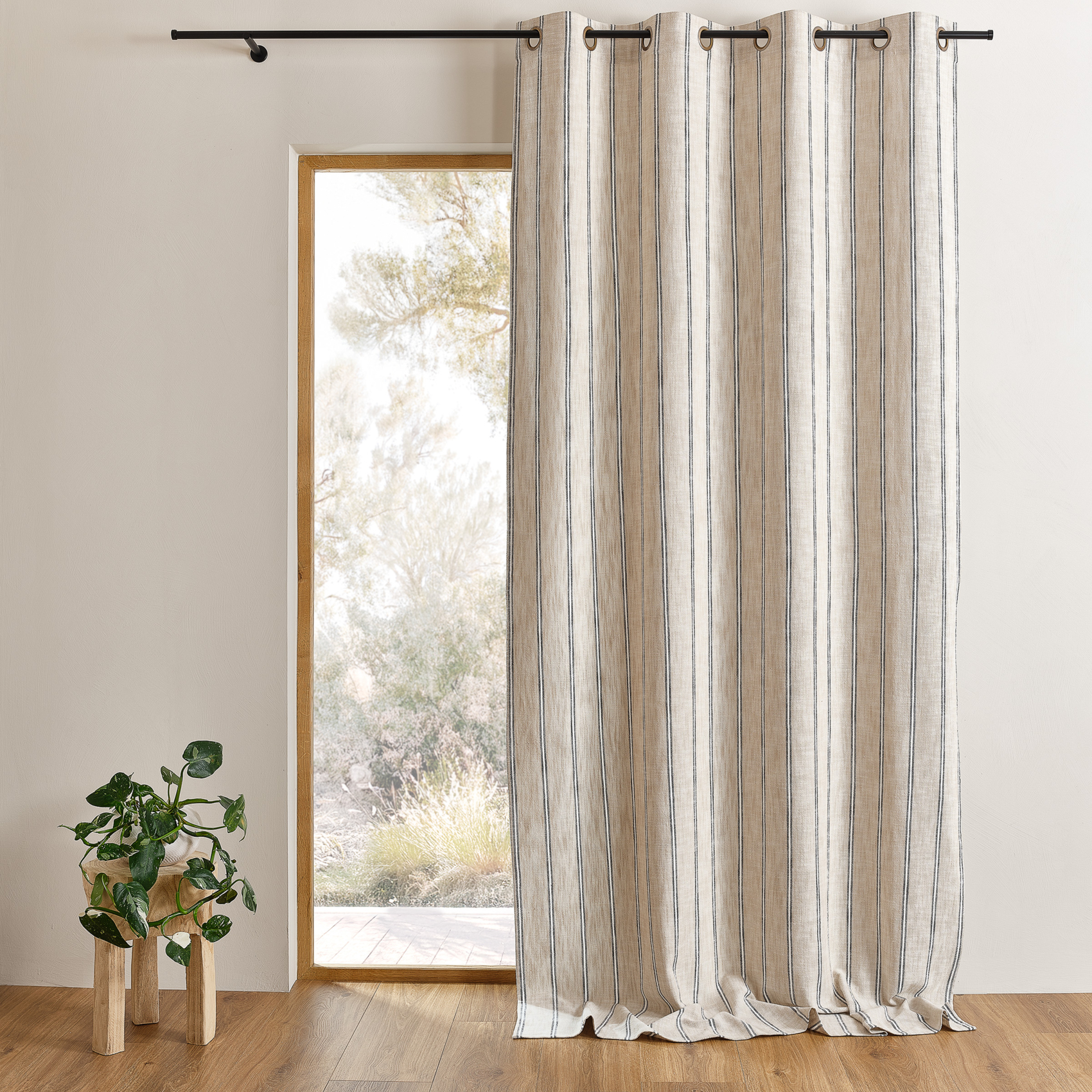 Rideau 100% coton rayures rustiques LOURMARIN - QABANE, HOME MAISON