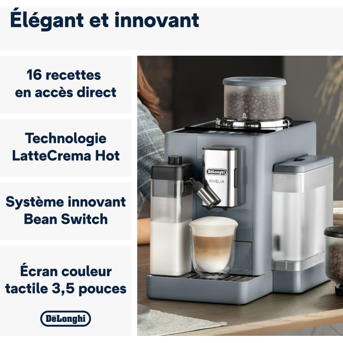 DELONGHI Expresso Broyeur rivelia latte FEB4455.G pas cher