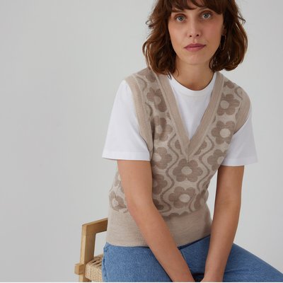 Floral Jacquard Knitted Vest Top LA REDOUTE COLLECTIONS
