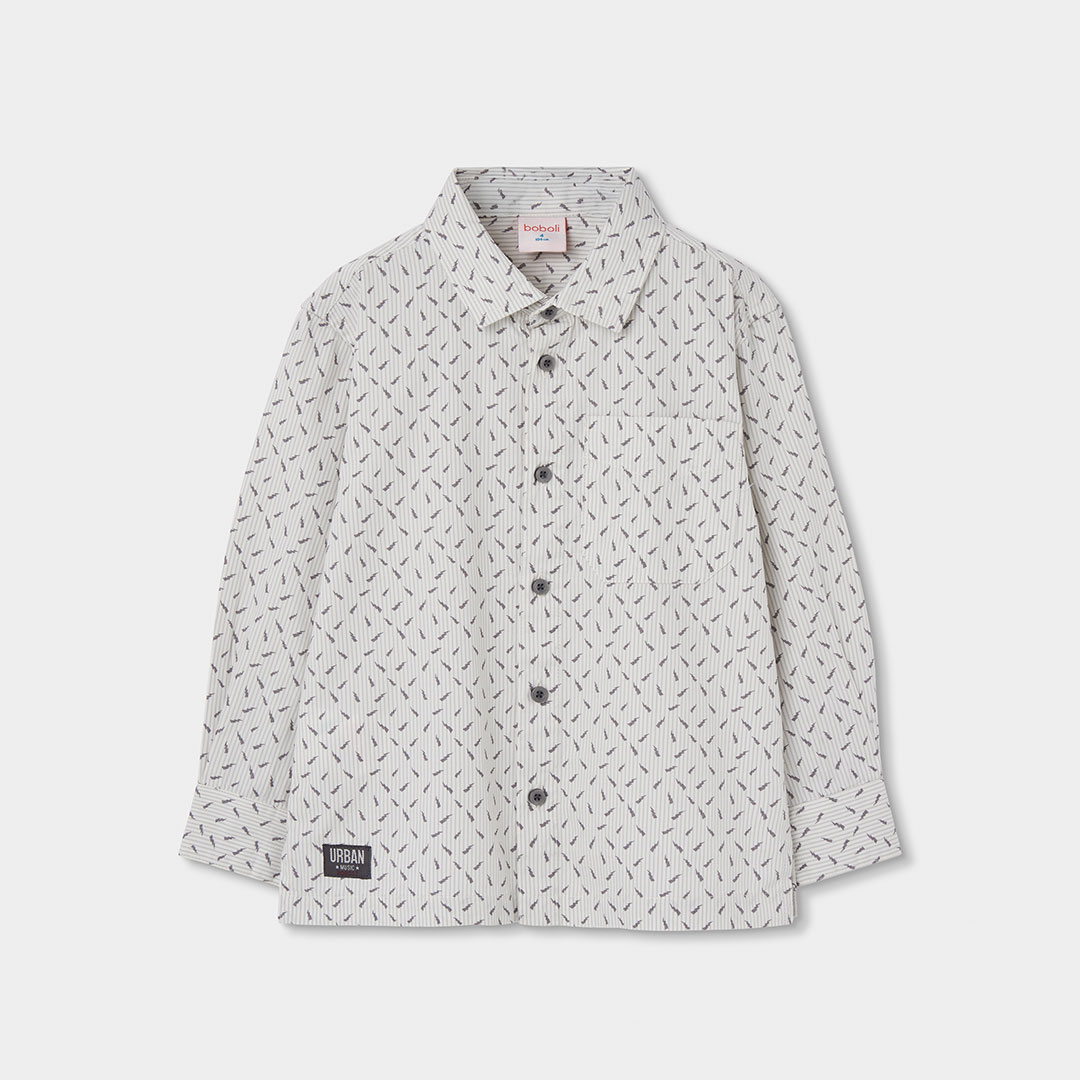 Chemise Oxford garçon imprimée manches longues, BOBOLI