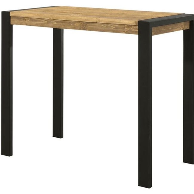 Table haute de bar 120 cm pin massif brossé LOUNDGE Couleur bois naturel <span itemprop=