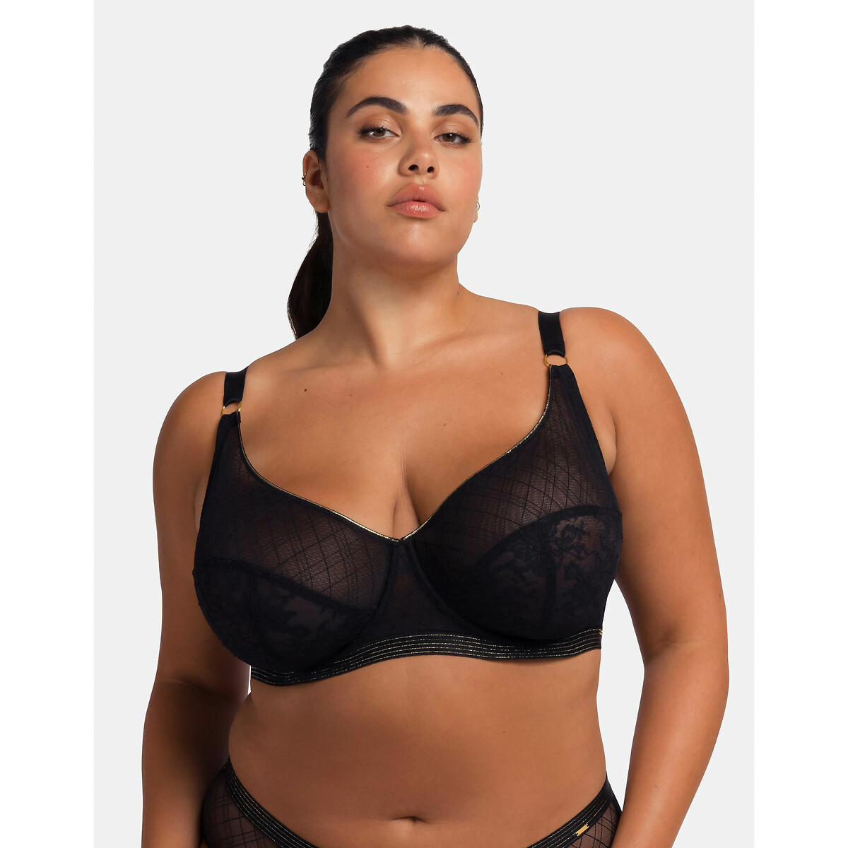 Soutien-gorge Demi Bonnet Dorina Carmen - Microfibre Rayée, Légèrement Rembourré, Armatures - Pour Poitrines Généreuses