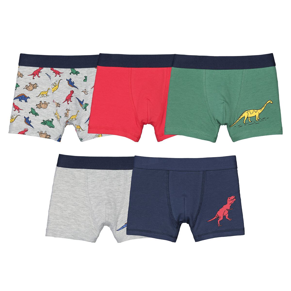 Pack of 5 Boxers in Dinosaur Print Cotton