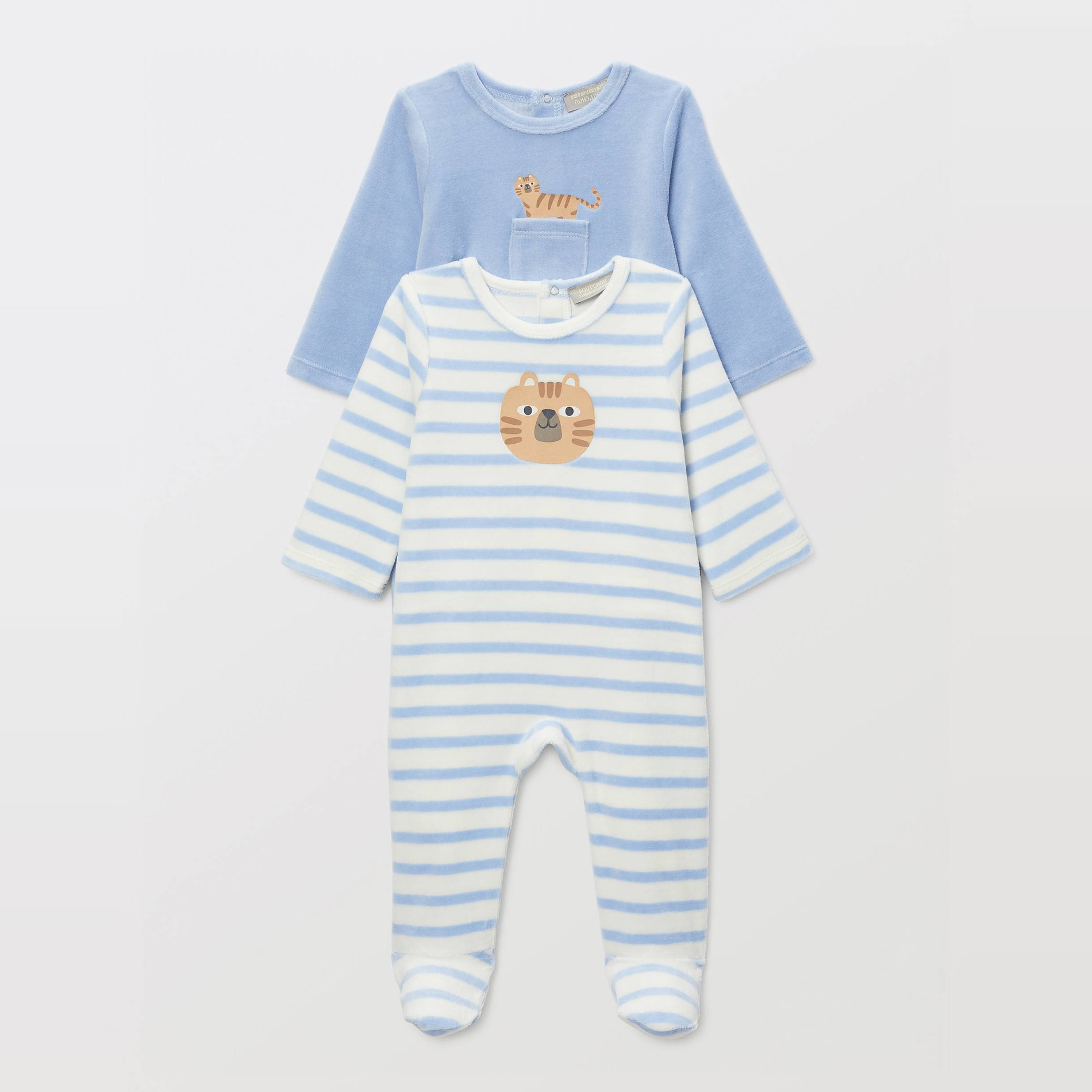 Lot de 2 dors-bien en velours en coton BIO GOTS, BOUT'CHOU