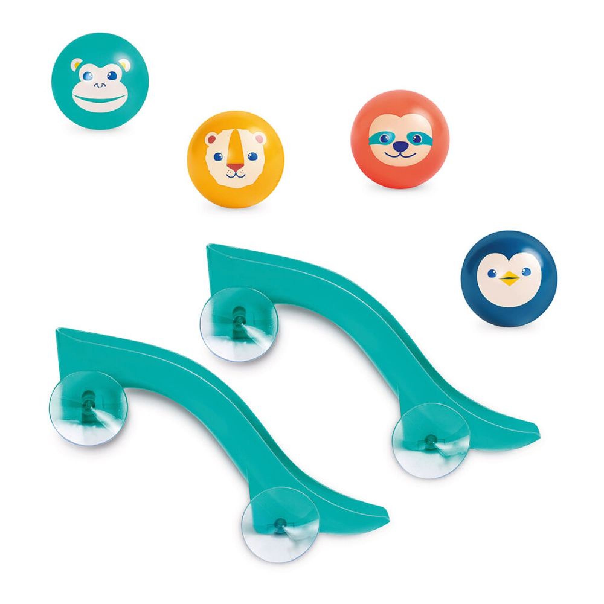 Lot de 2 toboggans de bain avec balles flottantes sonores, LUDIMOUSSE