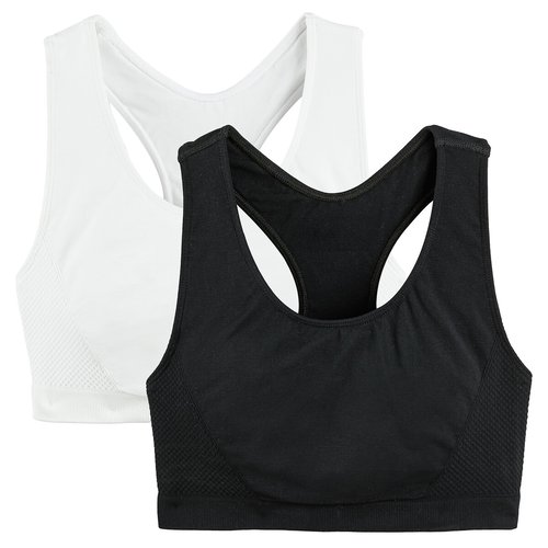Pack of 2 sports bras, light support, black/white, Champion