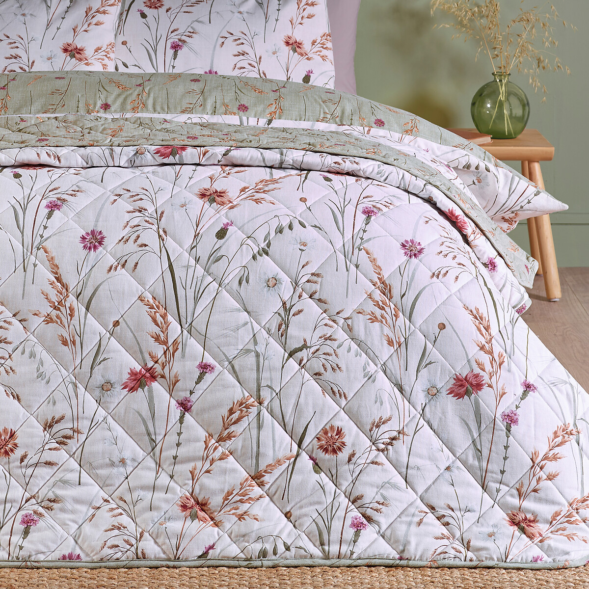 Brushed Grasmere Floral Cotton Reversible Quilted Bedspread, CATHERINE LANSFIELD