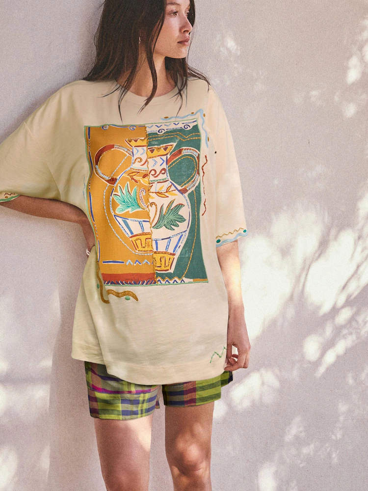 T-shirt à manches courtes et motif vase, NEXT
