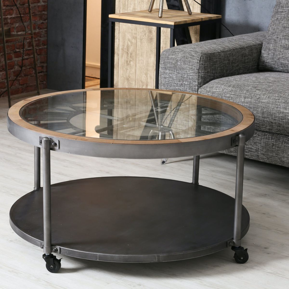 Table basse horloge métal bois d90cm bois naturel Pier Import | La Redoute