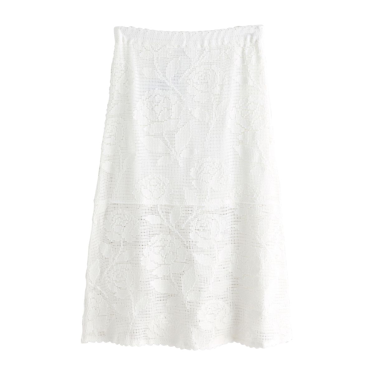 Jupe mi-longue au crochet en coton, NEXT